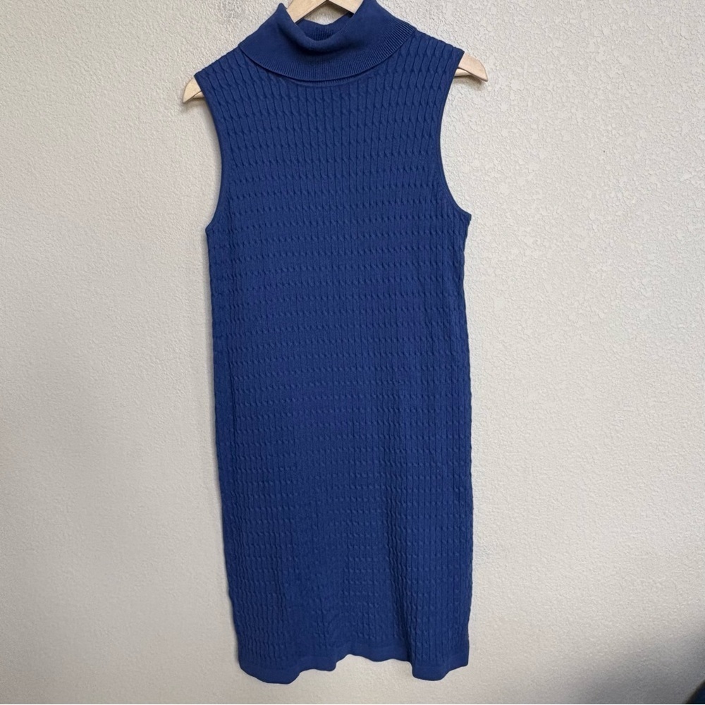 Tommy Bahama Pickford Blue Cable Knit Sleeveless Sweater Dress M - Picture 2 of 6